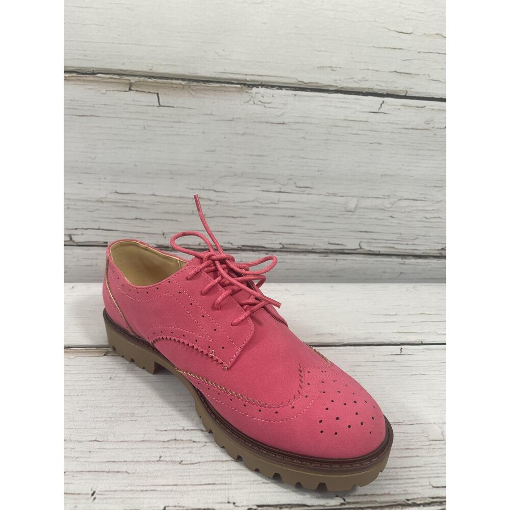 Journee Collection Claudiya Shoes Womens Size 9 Pink Faux Suede Oxford Flats - Picture 6 of 14